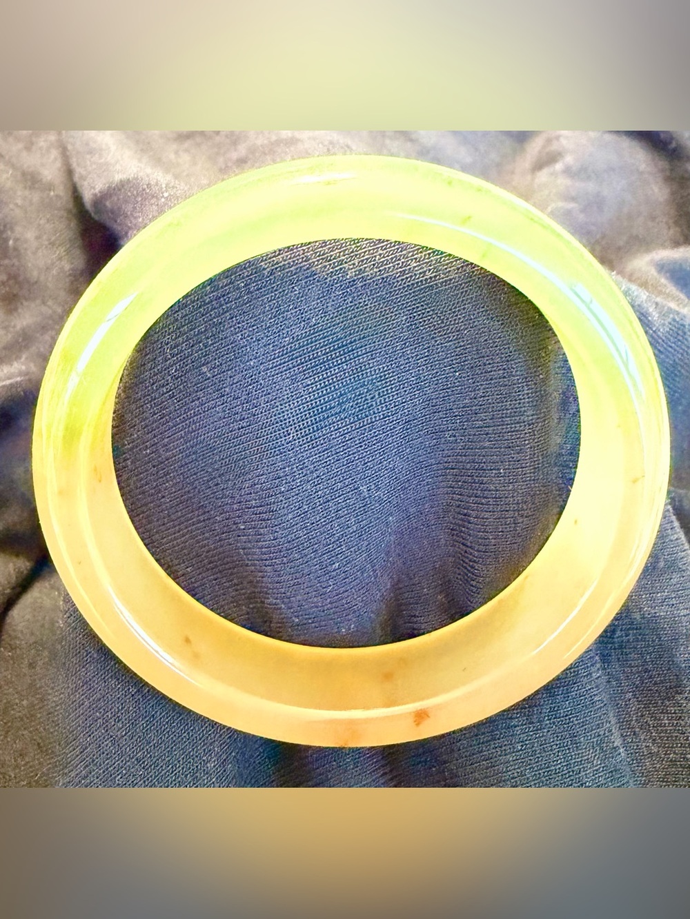 Grade A_Green & Yellow Golden Silk Jade Bangle Bracelet, sz 61.5 mm
